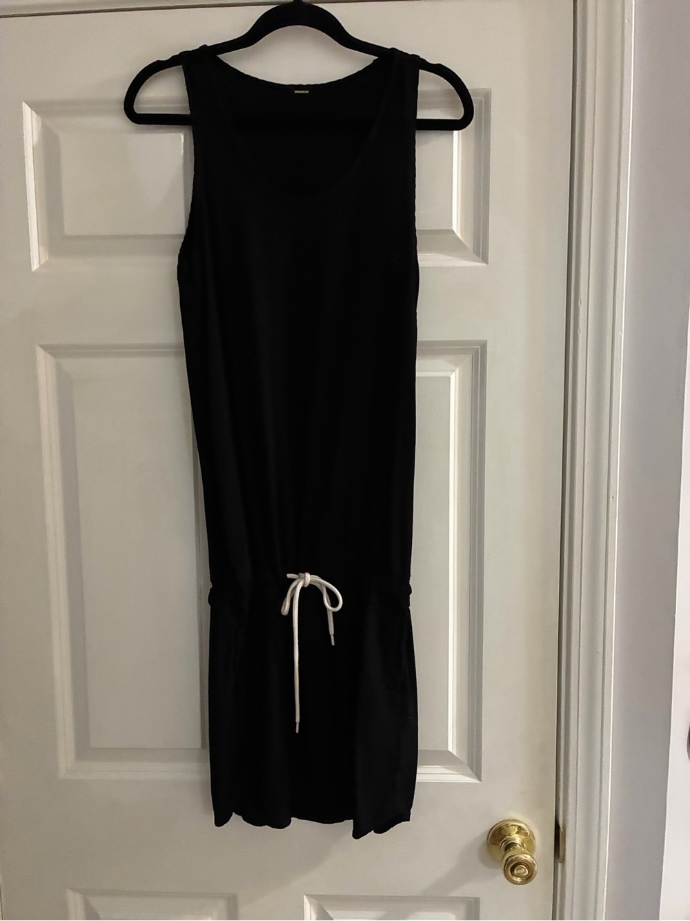 Monrow Black Sleeveless Drawstring Jumpsuit Romper